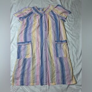 Elegant Emily Women's Snap Front Striped Duster Gown Sz 1X